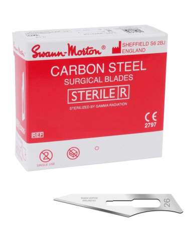 Swann Morton Carbon Nr. 26 steriele mesjes 100 stuks
