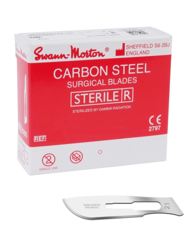 Swann Morton Carbon Nr. 21 steriele mesjes 100 stuks