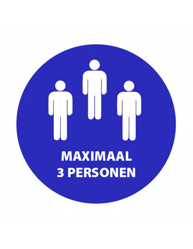 Maximaal 3 personen vinyl sticker Ø200mm